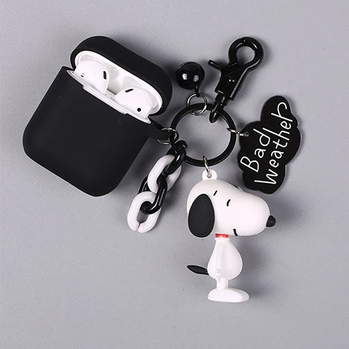 Черный Силиконовый чехол с милой собачкой для Apple Airpods, аксессуары для беспроводных наушников Bluetooth, 1, 2, чехол, гарнитура, наушники, защитный чехол, сумка - Цвет: Черный