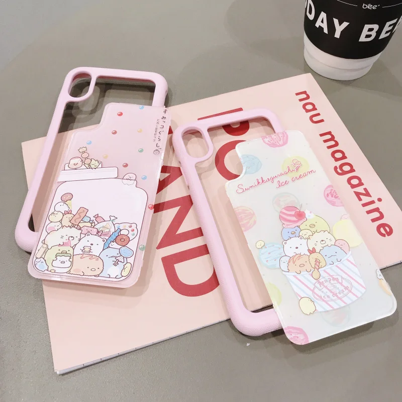 Для iphone 11 pro Max 6s 7 8 plus X Xs Max XR чехлы для телефонов с милым японским мультипликационным принтом рельефная акриловая задняя крышка защита от падения рукав