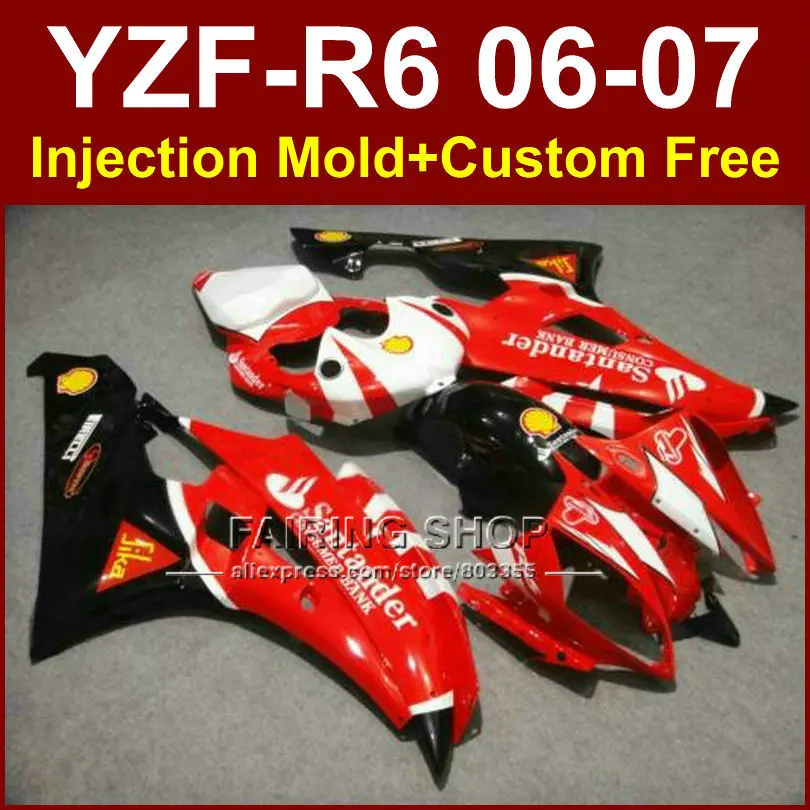 Комплект обтекателей для мотоцикла YAMAHA YZFR6 2006 2007 красного цвета комплект YZF1000 YZF R6