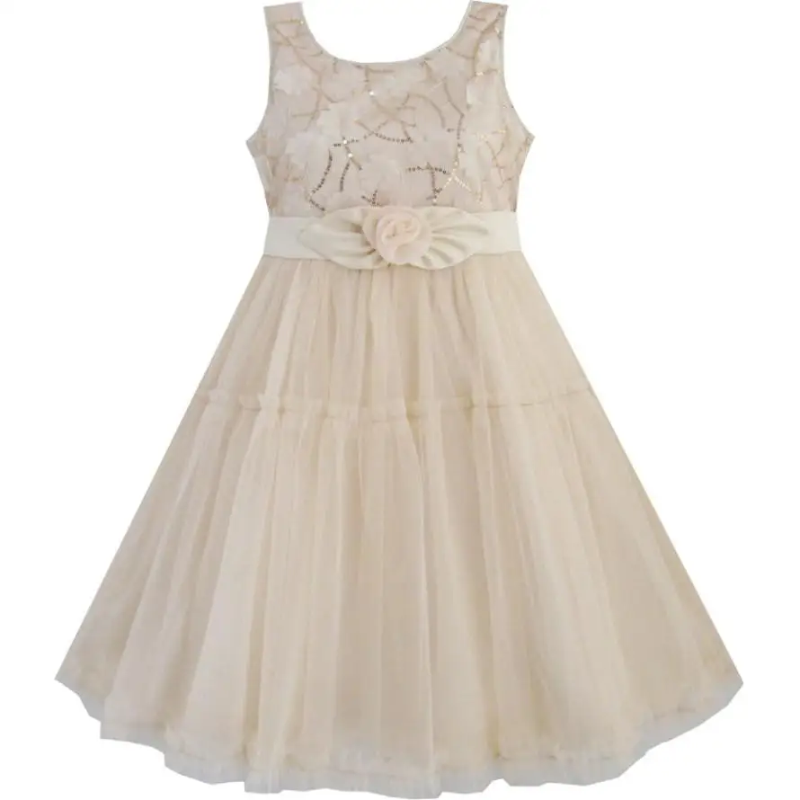 Sunny Fashion платья для девочек новогодние костюмы Цветок Девушка Платье Shinning Блестки