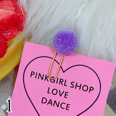 1 8 шт. милые клипсы Kawaii Hairball, скрепки конфетного цвета, металлические скрепки для детей, подарок для девочек, школьные принадлежности, аксессуары для книг - Цвет: 1