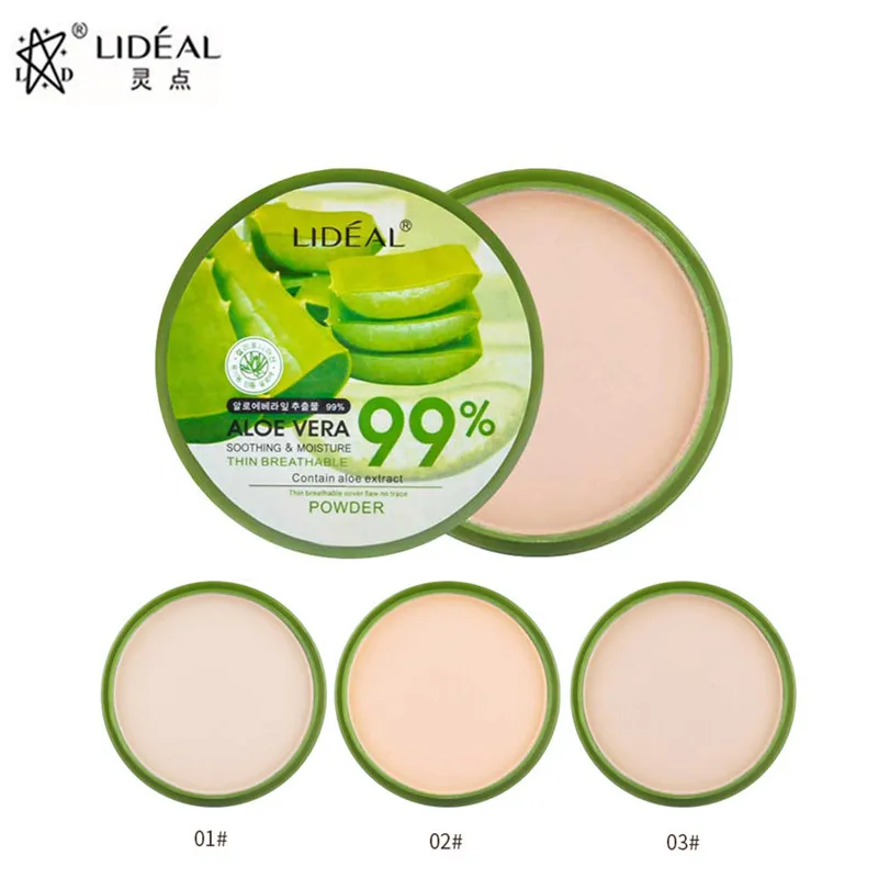 New Brand Natural Aloe Vera Pressed Powder Long Lasting Face Makeup Moisturizer Whitening Foundation Concealer Powder| |