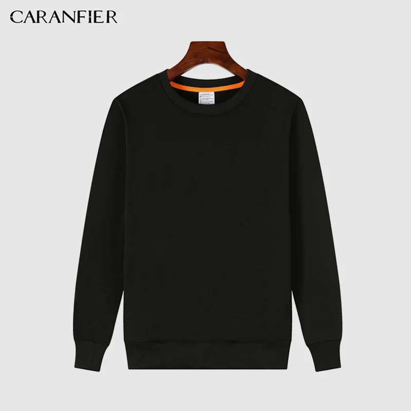 Мужские толстовки с капюшоном CARANFIER повседневная однотонная Толстовка длинным