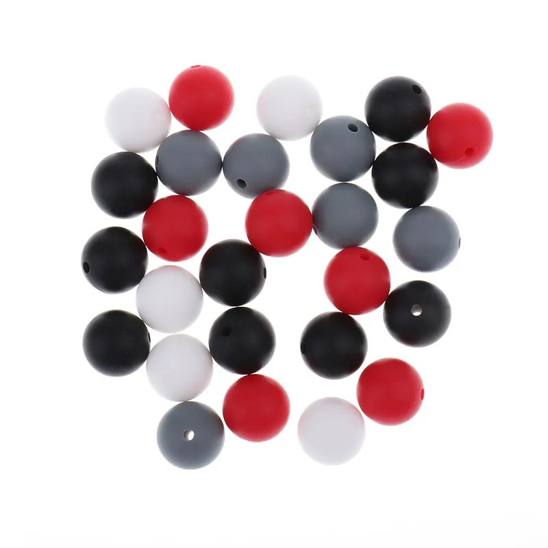 Fkisbox 100PC силиконовый Прорезыватель Beads15MM шарики Силиконовые Прорезыватели для зубов бусины Diy прорезиненное Силиконовое ожерелье для прорезывания зубов бусина Bpa бесплатно для кормления ребенка