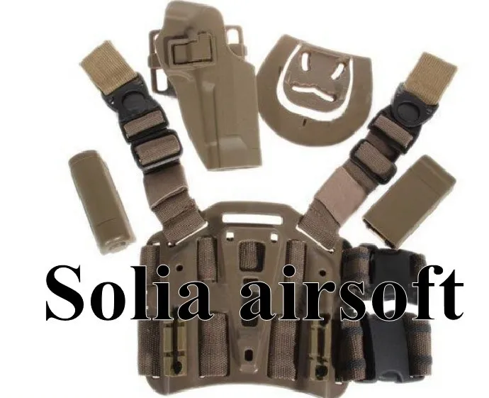 

M92 type pistol tactical puttee thigh belt drop Leg gun holster pouch sand