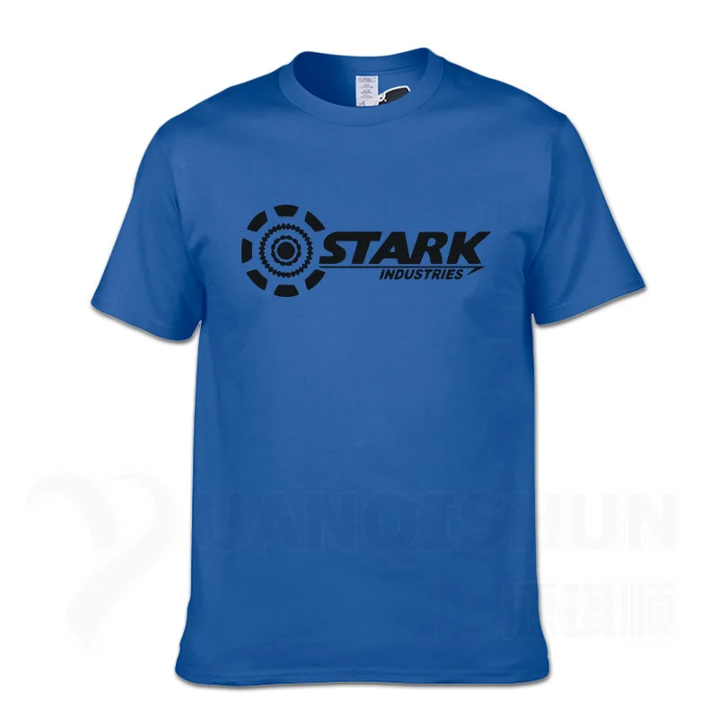 Blue 2 Безупречные отрасли футболки Tony Stark iron man летние брендовые хлопковые футболки 16 цветов повседневные футболки с короткими рукавами для фитнеса - Цвет: Blue 2