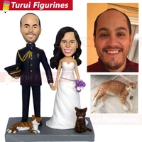 custom sculptures copy from photo custom head statue statuette from picture wedding cake topper with dog cat figurine from photo