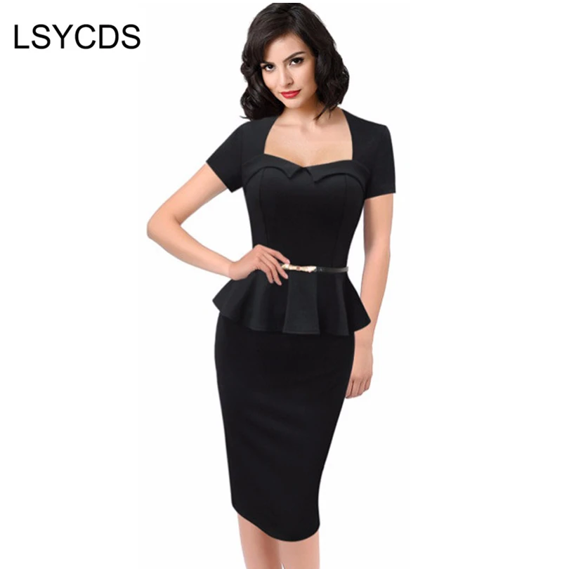 Женское летнее платье с коротким рукавом облегающее карандаш поясом 4XL для