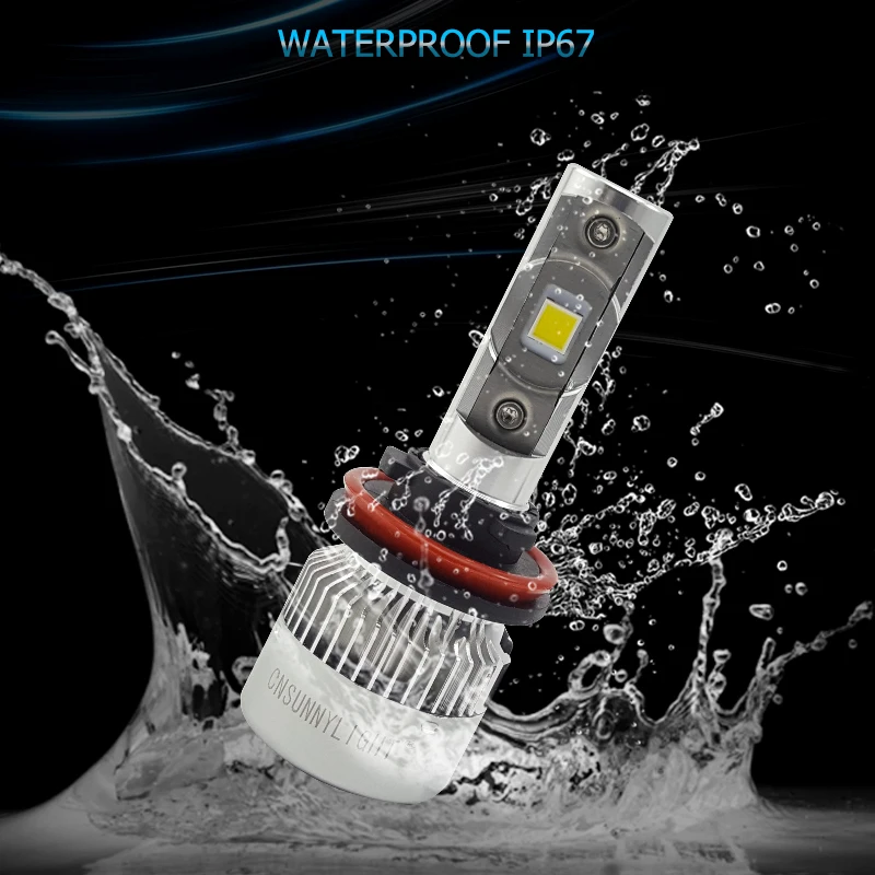 CNSUNNYLIGHT COB светодиодный H7 H4 H11 Автомобильные фары с радиатором мини размера 12000LM 5500K автомобильные фары для передних противотуманных фар