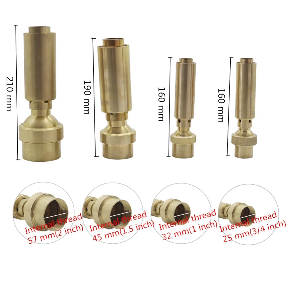 1Pc 3/4" 1" 1.5" 2" Brass Adjustable Water Column Fountains Air-Blended Foam Bubbling Jet Spray Head Garden Landscape Sprinklers