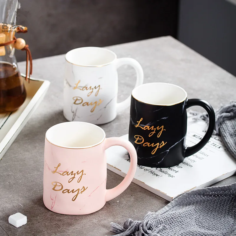 Кофейная кружка для женщин керамическая путешествий Мраморная чайная чашка