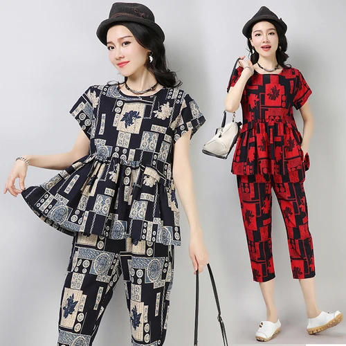 Laege Размеры комплект из двух предметов топ и брюки геометрический 2 частей Для