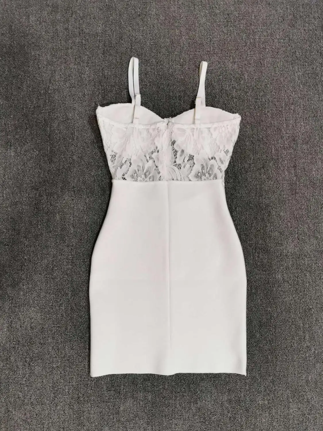 

High Quality White Lace Sleeveless Slip Rayon Bandage Dress Evening Party Cute Dress