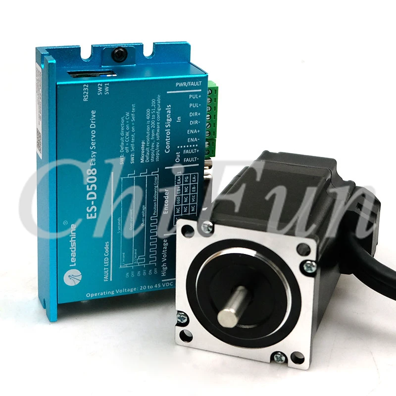 Оригинальный Leadshine 3 фазы NEMA23 легкий сервопривод Комплект ES-M32320 2.0NM мотор + ES-D508 50VDC
