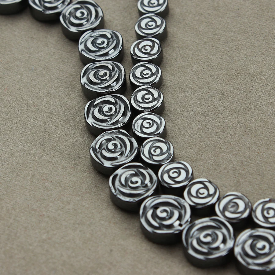 Бусины из натурального черного гематита 6/8 мм с 2 отверстиями | Украшения и