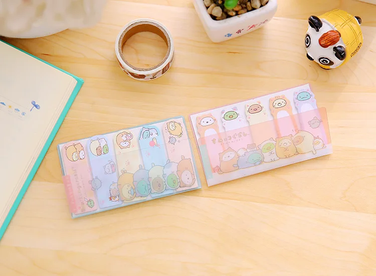 Симпатичные Sumikko Gurashi с ПВХ чехол dhesive блокнот для заметок декоративные наклейки студенческие канцелярские принадлежности Школьные офисные принадлежности
