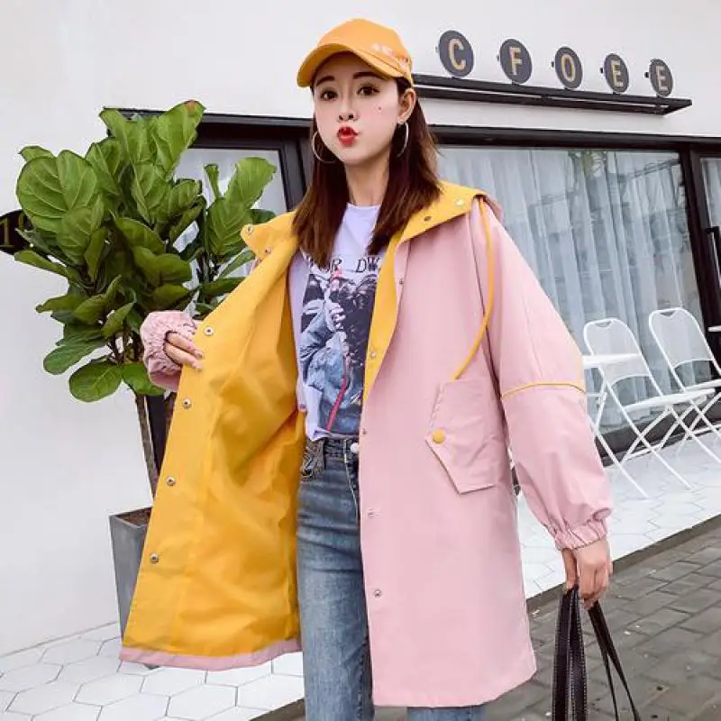 Женское пальто с длинным рукавом свободное повседневное капюшоном длинное