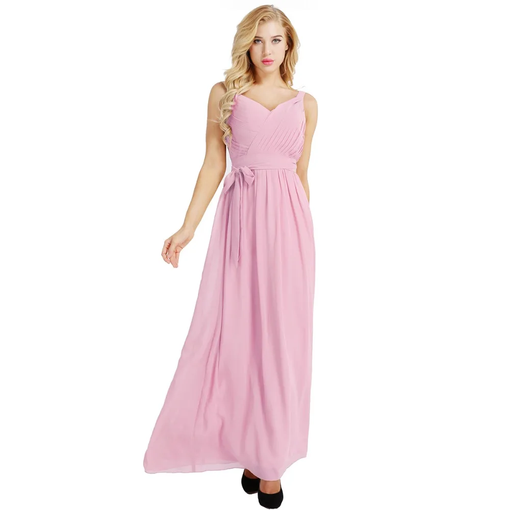 Vestido de festa, платье для женщин, без рукавов, плиссированное, v-образный вырез, шифон, длинное платье, для вечеринки, выпускного вечера, платья с поясом