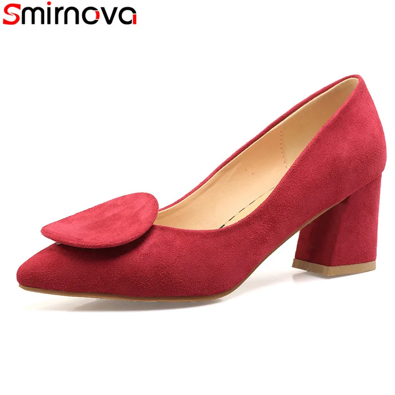 

Smirnova 2018 Новое поступление модные однотонные женские туфли-лодочки на толстом высоком каблуке с острым носком лаконичные весенние праздвеч...