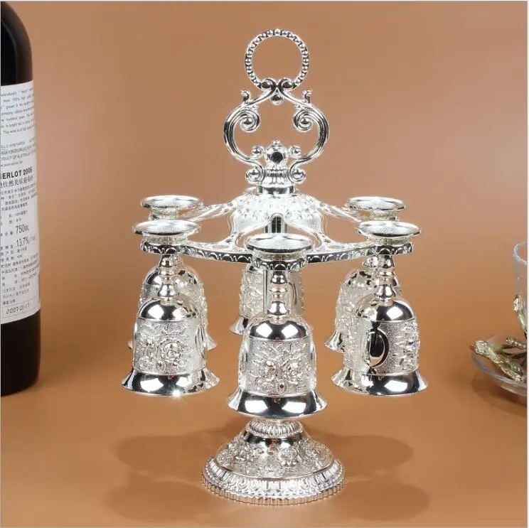 6 шт./компл. серебряные декоративные металлические бокалы для вина набор напиток