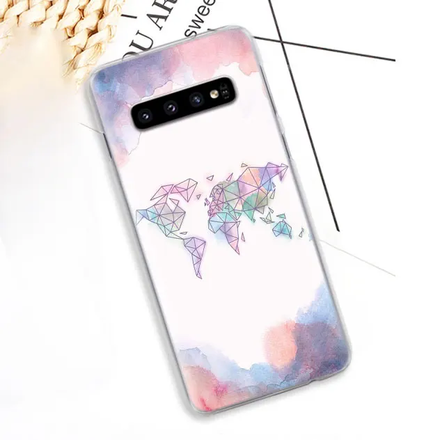 07 Карта мира план путешествий Чехол для телефона samsung Galaxy S10e S10 Plus S8 S9 Plus S7 Edge Note 10 Plus A40 A50 A70 M20 чехол - Цвет: 07
