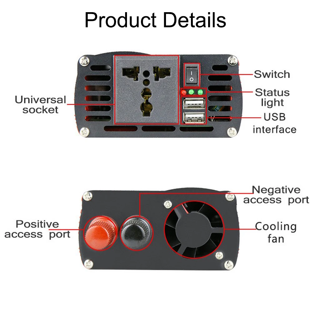 

Car Inverter 1500W Modified Sine Wave Universal DC 12V/24V to AC 110V/220V Dual USB Car Charger Adapter Auto Inverters