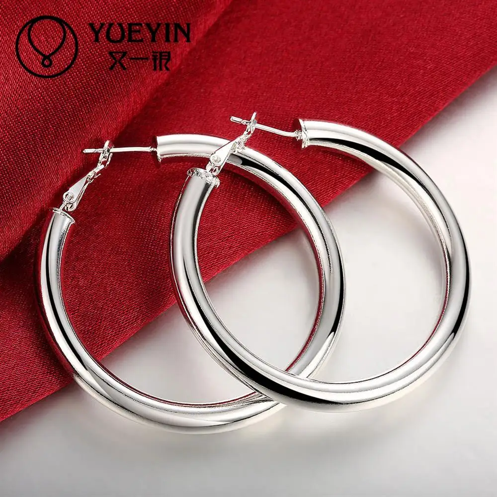 Высокое качество Ювелирных Изделий 925 Серебряный Обруч Серьги Классический Для