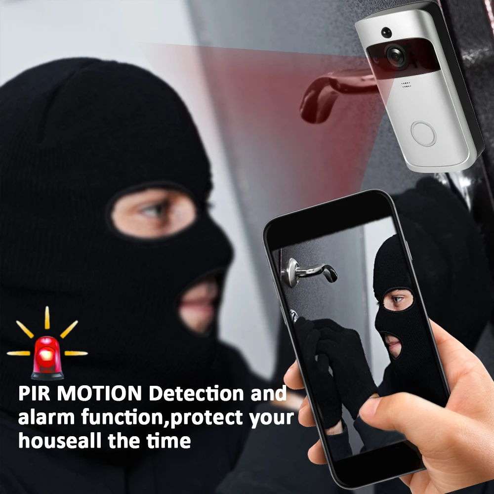 

Smart Wireless WiFi Security DoorBell Smart Video Door Phone Visual Recording Low Power Consumption Remote Home Monitoring