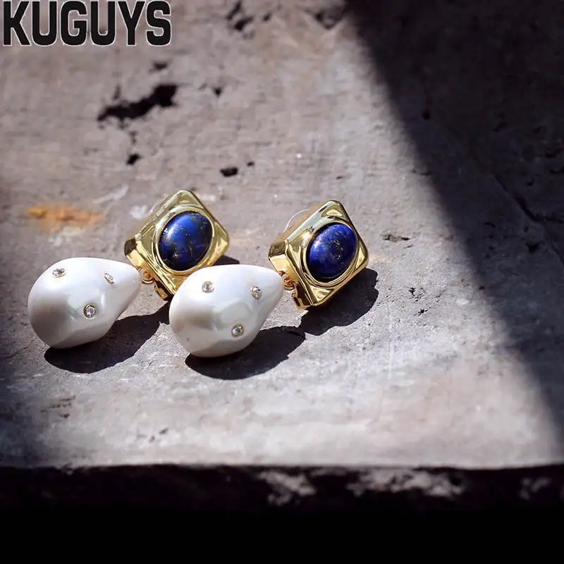 Женские серьги в стиле барокко KUGUYS винтажные капли с белым жемчугом вечерние
