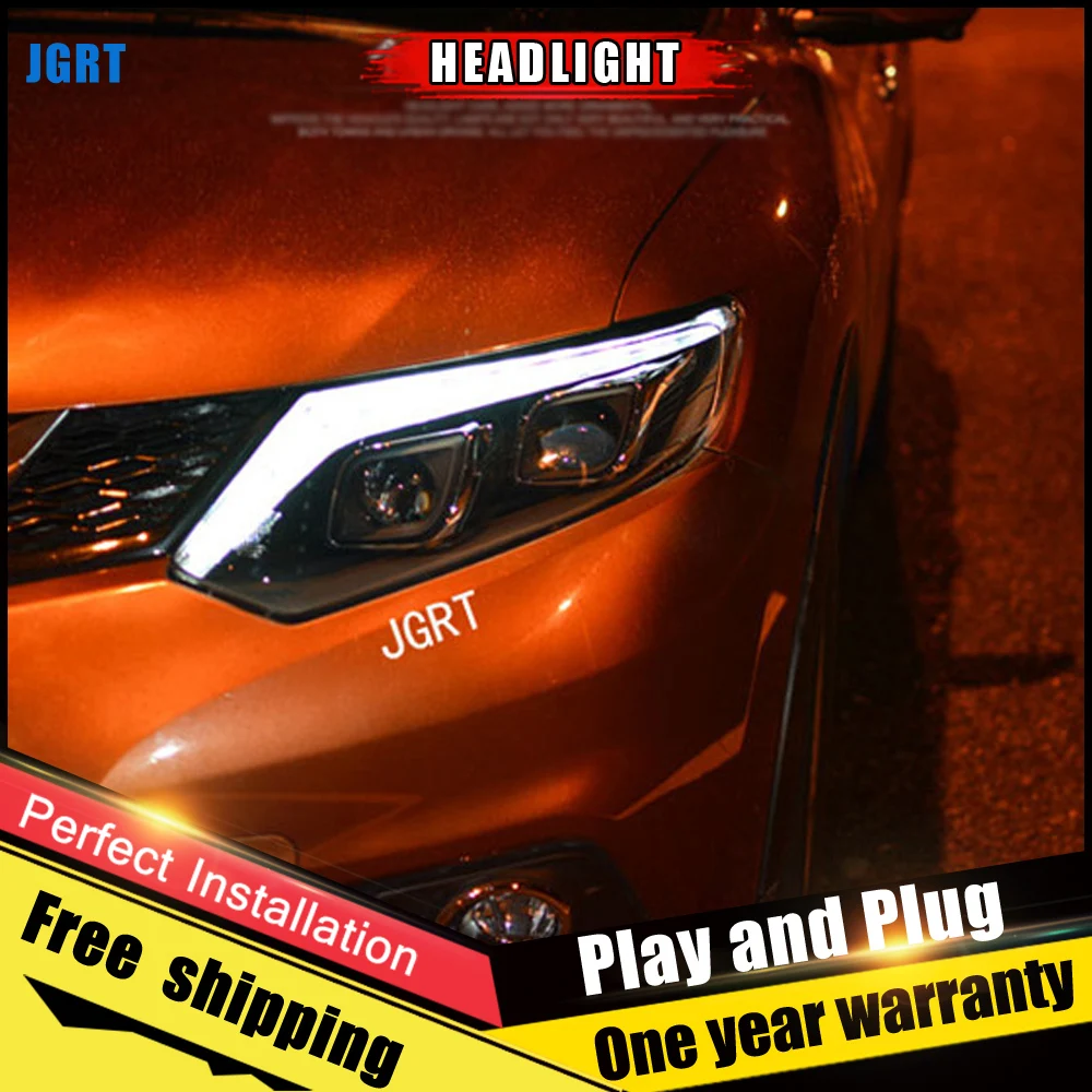 Автомобильный Стиль светодиодный фары для Nissan X Trail 2014 2016 налобный фонарь