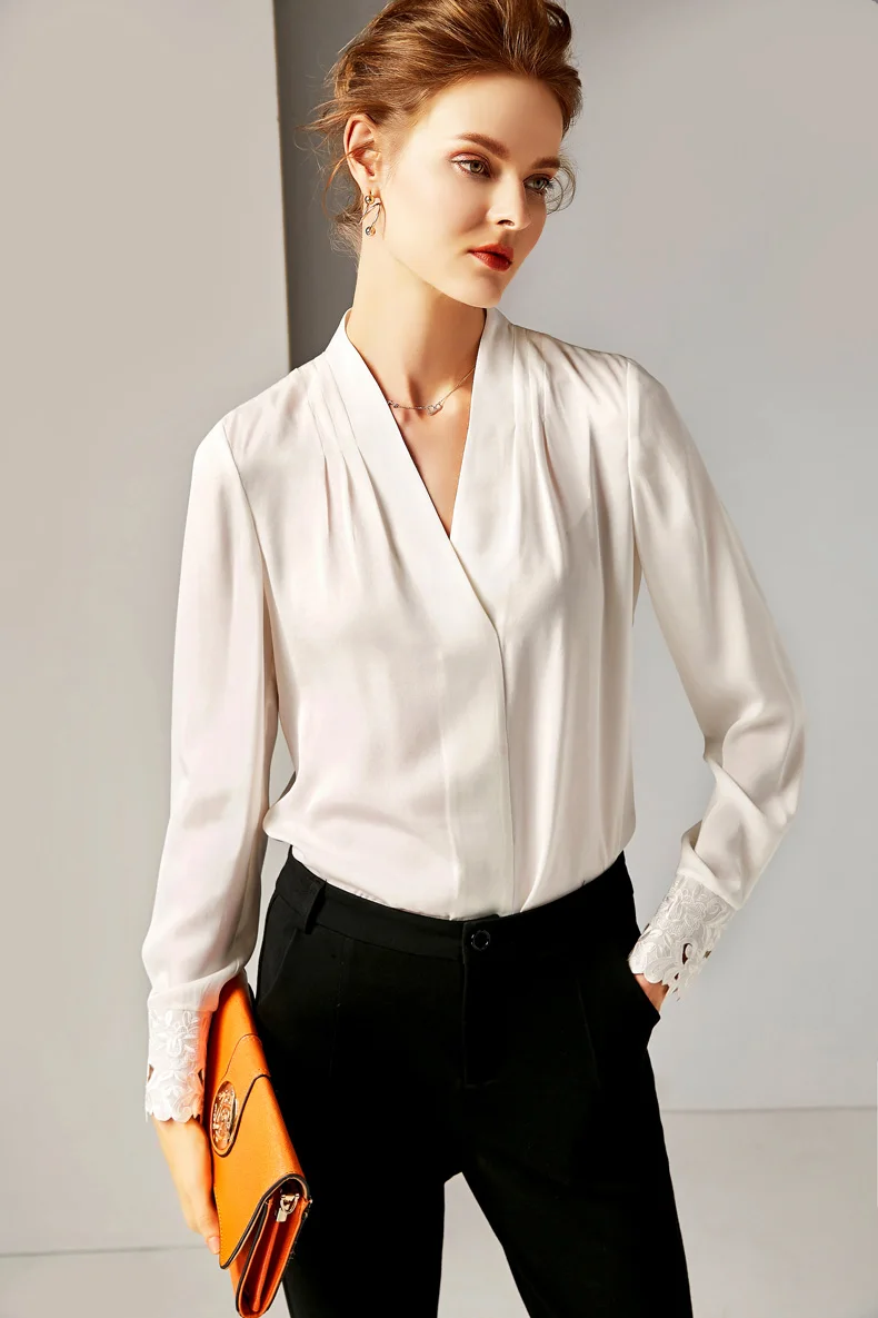Женская модельная рубашка из 2020 чистого шелка привлекательная Элегантная блузка