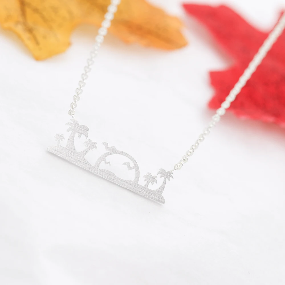 

Wholesale 10PCS Dainty Necklace Women Gift Ideas Stainless Steel Chain Bird Tree Island Pendants Necklaces