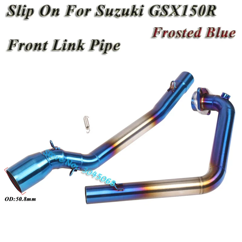 Matte Blue Pipe Слипоны для Suzuki GSX150R GSXR150 GSX S150 мотоцикл выхлопной Escape дБ убийца модифицированный передний соединитель трубы лазерный глушитель - Цвет: Matte Blue Pipe