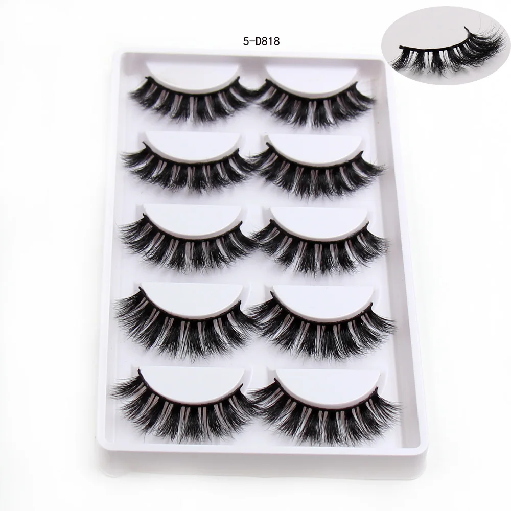 SOQOZ Eyelashes 3D Mink Luxury Handmade Lashes Natural Long Eye Fluffy False Lash 5 pairs D818 cosmeti | Красота и здоровье