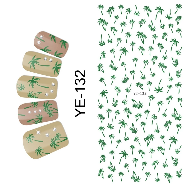 1X водная наклейка наклейки для ногтей пальмовое дерево Черный Коричневый