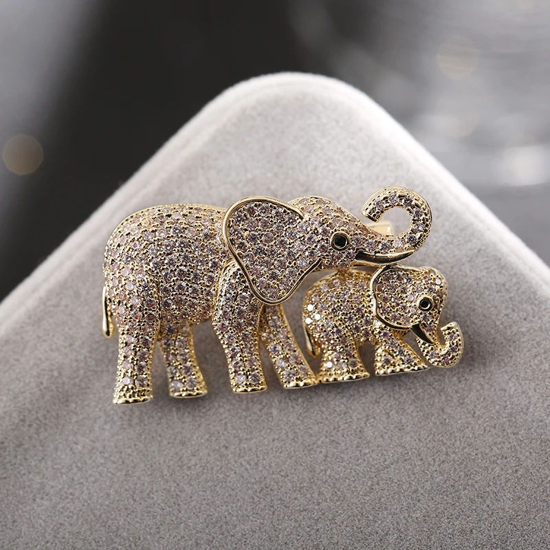Броши слоны Zhijia для женщин и мужчин Роскошные с кристаллами в виде Стразы мама