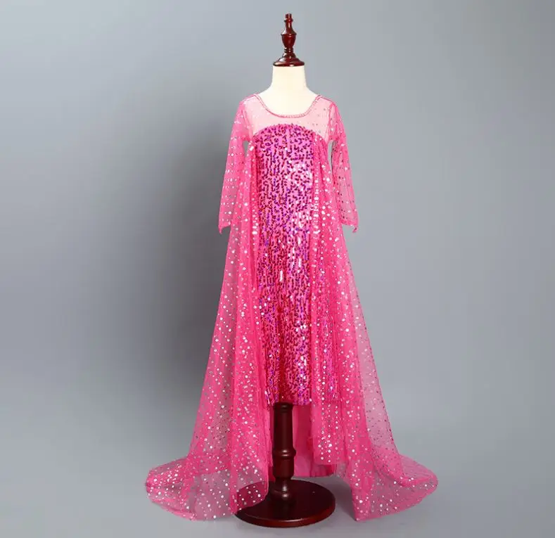 Красивое платье для девочек платья принцессы Эльзы с длинными рукавами