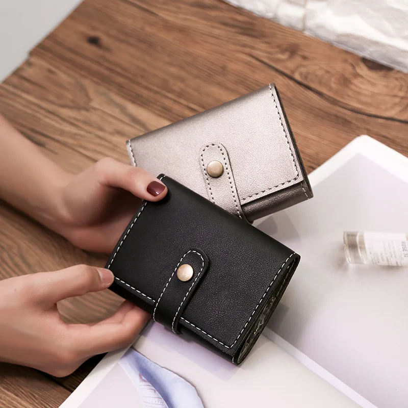 short three fold multi-card bit wallet European and American fashion buckle purse | Багаж и сумки
