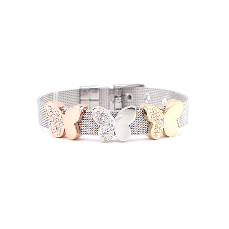 Somsoar Jewelry Lovely Animail Slide Charm Bracelet Stainless Steel Mesh Bangle with silvering/gold/rose gold charm diy | Украшения и