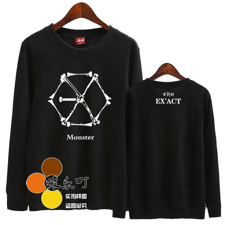 Exo новинка пуловер с принтом монстра/Лаки альбом или горловина тонкий t exo kpop