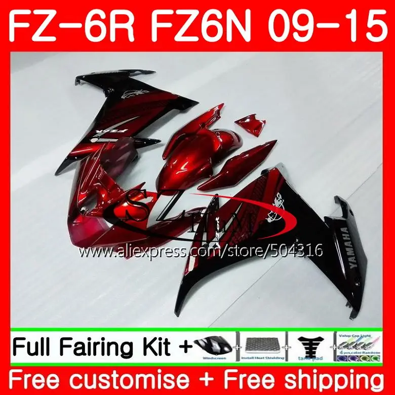 

Body For YAMAHA FZ6N FZ6 FZ6R 09 10 11 12 13 14 15 TOP Wine black 75SH20 FZ-6R FZ 6R 2009 2010 2011 2012 2013 2014 2015 Fairings