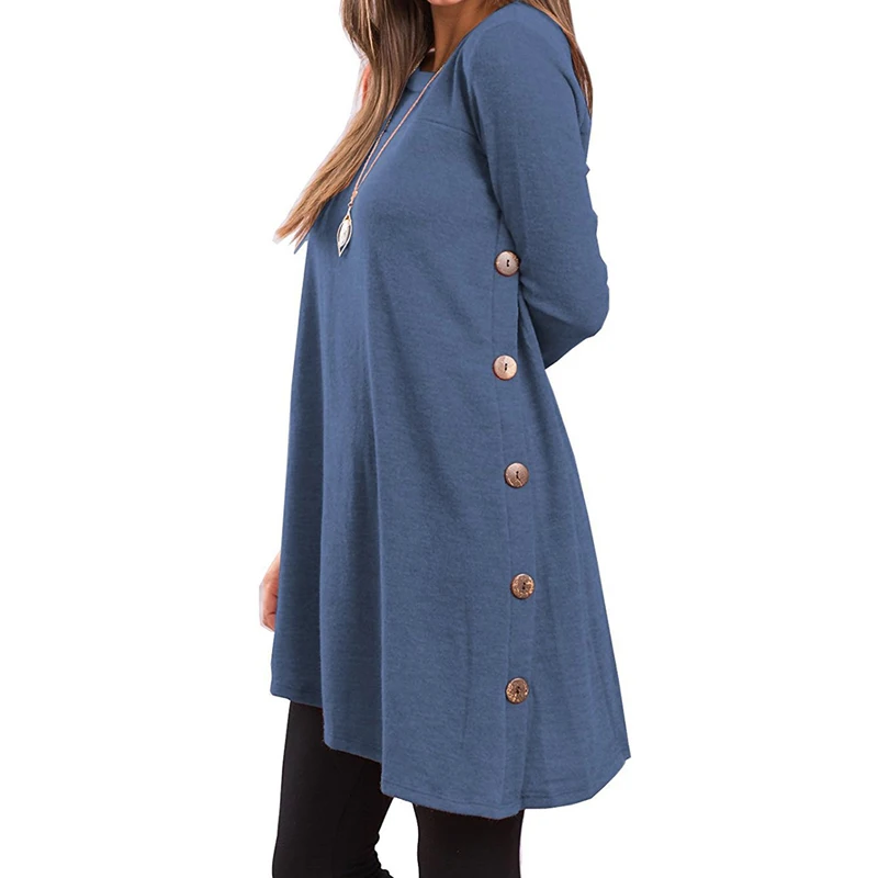 Повседневные осенние зимние мини-рубашки 2018 женские Irregual Hem Button Короткие платья