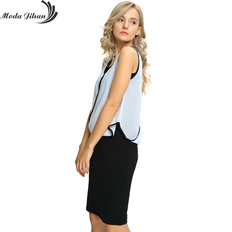 Moda Jihan женское летнее платье растягивающееся без рукавов Женская рабочая одежда