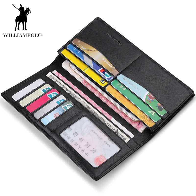 WILLIAMPOLO роскошный мужской кошелек из натуральной кожи деловые Длинные кошельки
