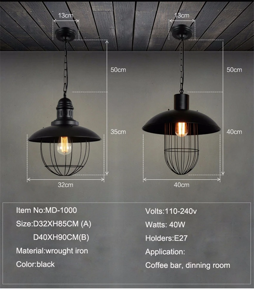 JW винтажный деревенский металлический подвесной светильник абажур Эдисона