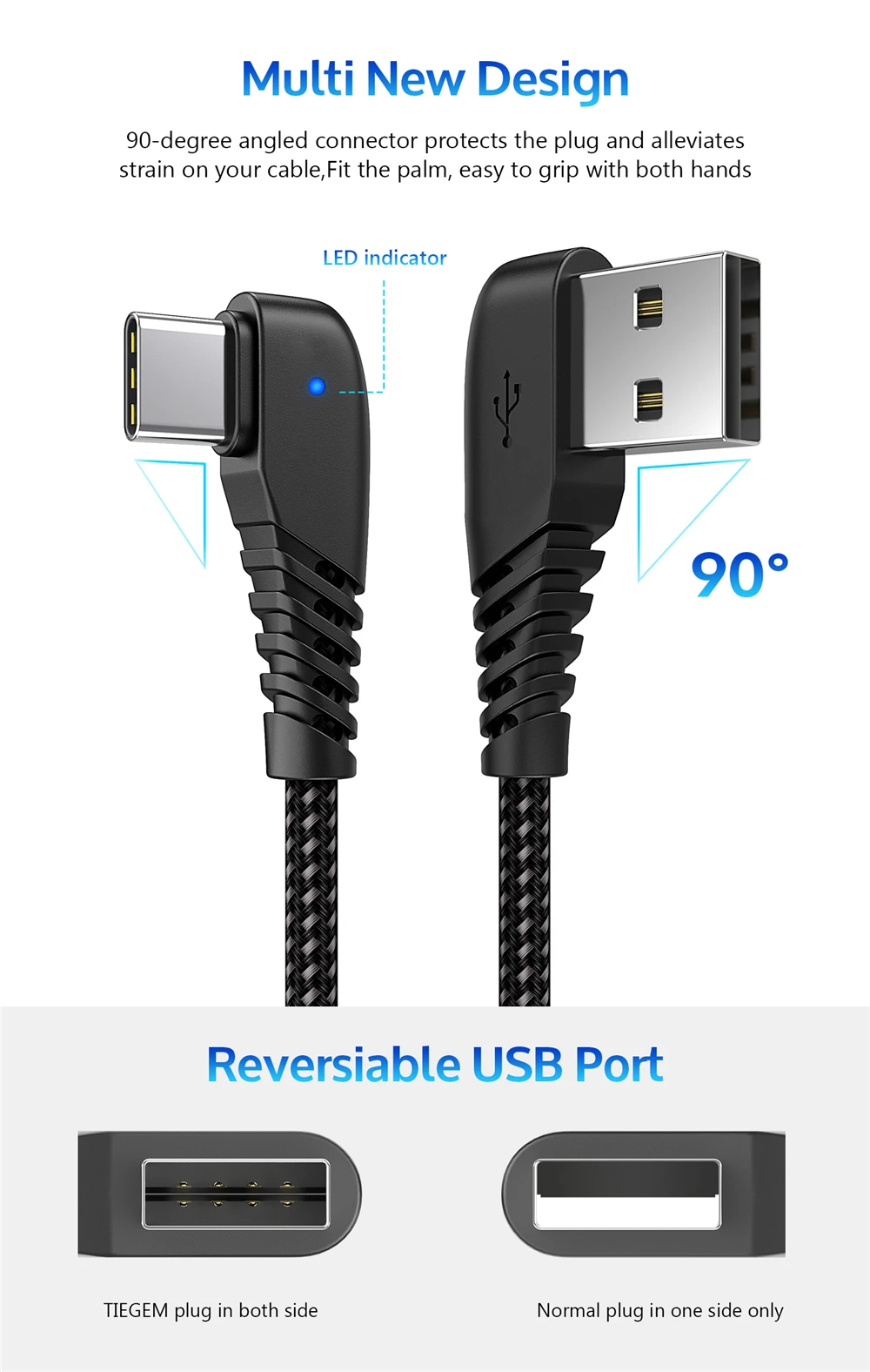 TIEGEM 90 градусов usb type C кабель 2A USB-C кабель type-C провод для быстрой зарядки для nintendo Switch samsung S8 S9 для huawei P20 Pro