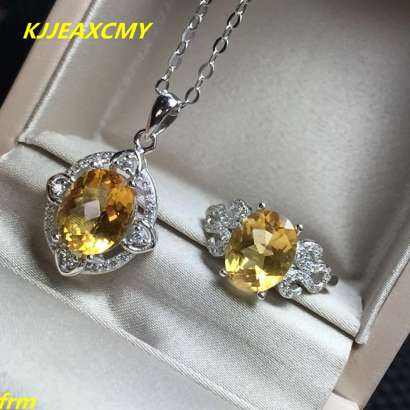 KJJEAXCMY Fine jewelry 925 sterling silver Inlay Citrine Ring Pendant in Sterling Silver female version | Украшения и аксессуары