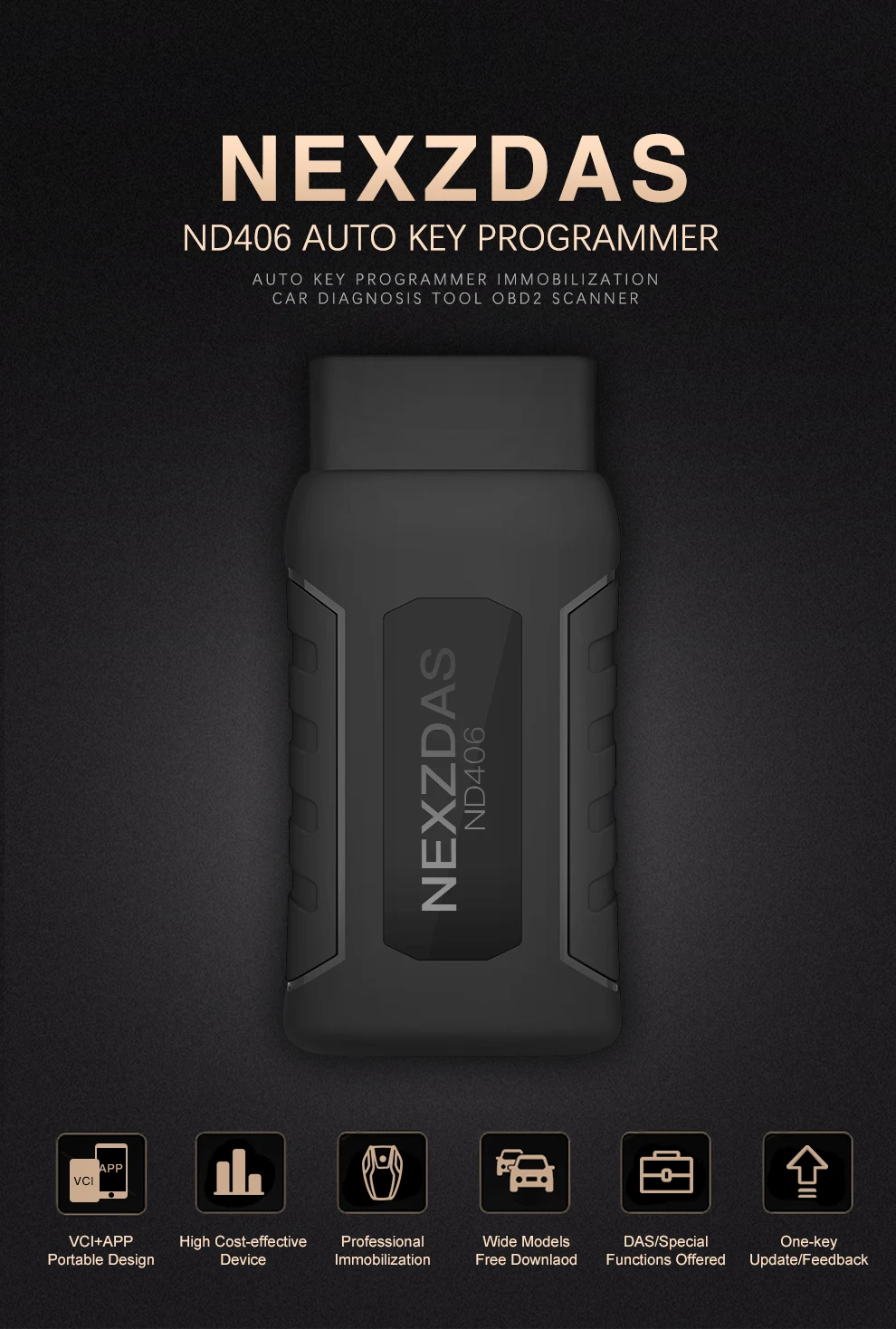 HUMZOR NEXZDAS ND406 OBD Авто ключ программист иммобилайзер универсальный автомобильный диагностический инструмент OBD2 автомобильный код считыватель сканер