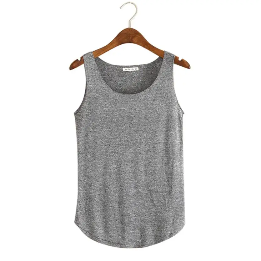Dark Gray Однотонная майка 12 однотонных цветов, женская летняя майка без рукавов с круглым вырезом, Повседневная Свободная майка - Цвет: Dark Gray