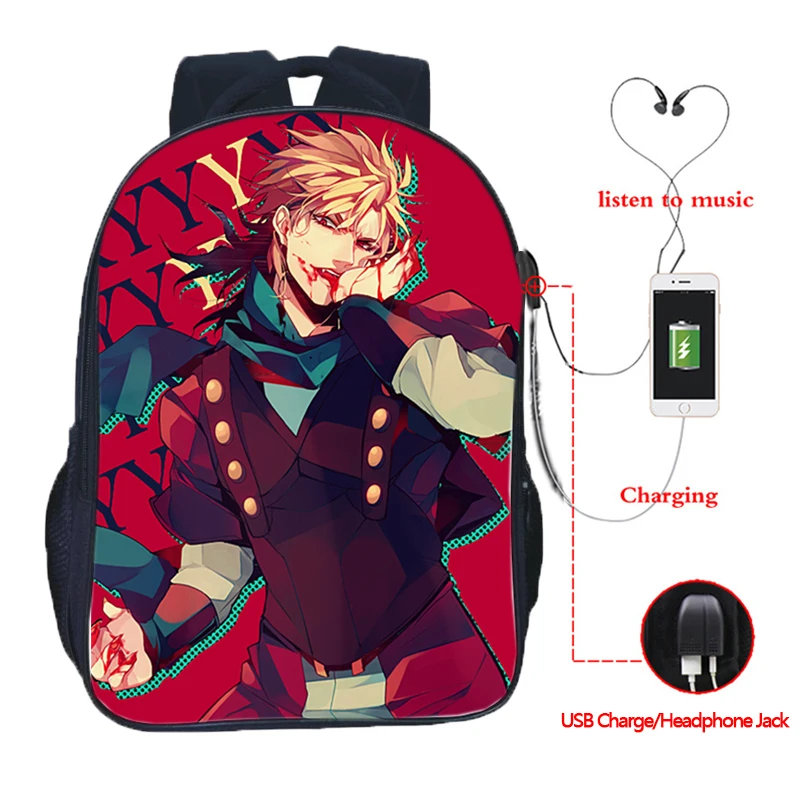 21 JoJo No Kimyou Na Bouken JoJo's Необычные Приключения Jotaro USB Chargingbackpack для мужчин женщин мальчиков девочек рюкзаки школьные сумки - Цвет: 21